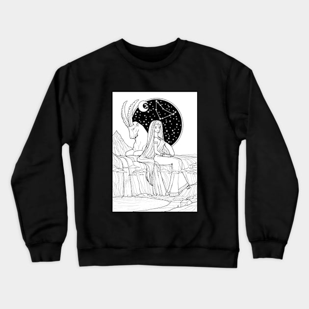 Indian Capricorn Crewneck Sweatshirt by OlgaMaletina